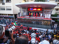 First Place Charles Leclerc of Monaco and Ferrari, Second Place Oscar Piastri of Australia and McLaren, Third Place Carlos Sainz of Spain an...
