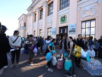 Families with children are evacuating from the frontline areas of the Kharkiv region and are going on vacation to western Ukraine with the a...