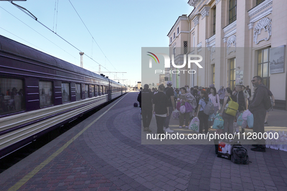 Families with children are evacuating from the frontline areas of the Kharkiv region and are going on vacation to western Ukraine with the a...