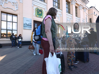 Families with children are evacuating from the frontline areas of the Kharkiv region and are going on vacation to western Ukraine with the a...