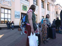 Families with children are evacuating from the frontline areas of the Kharkiv region and are going on vacation to western Ukraine with the a...