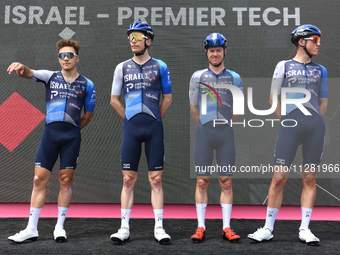 Simon Clarke of Australia, Marco Frigo of Italy, Hugo Hofstetter of France, Nick Schultz of Australia and Team Israel - Premier Tech prior t...