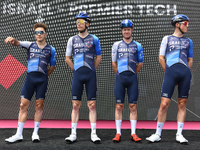 Simon Clarke of Australia, Marco Frigo of Italy, Hugo Hofstetter of France, Nick Schultz of Australia and Team Israel - Premier Tech prior t...