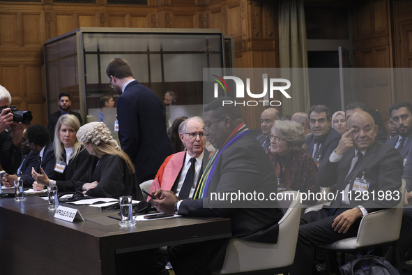 The South African delegation is in the courtroom. The UN top court, the International Court of Justice (ICJ), in The Hague, the Netherlands,...