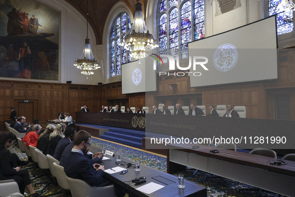 The body of the judges is sitting while the session is starting. The UN top court, the International Court of Justice (ICJ) in The Hague, th...