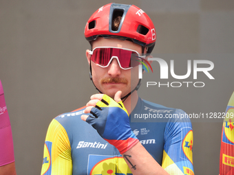 Simone Consonni of Italy and Team Lidl - Trek signing autographs to fans prior to the 107th Giro d'Italia 2024, Stage 12, a 193km stage from...