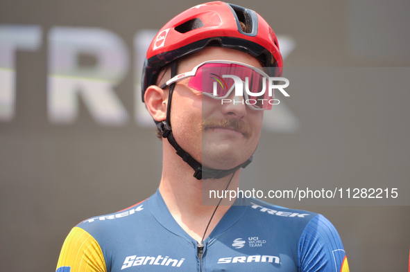 Simone Consonni of Italy and Team Lidl - Trek signing autographs to fans prior to the 107th Giro d'Italia 2024, Stage 12, a 193km stage from...