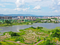 The Shuangguihu Lake National Wetland Park is being seen under the blue sky and white clouds in Chongqing, China, on May 27, 2024. Recently,...