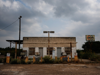 An abandoned gas station is seen near Rockport, Texas on May 26, 2024. (