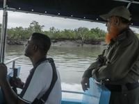 Forest Department officials are investigating wildlife damage as Cyclone Remal is landing in Satkhira, Bangladesh, on May 28, 2024. (