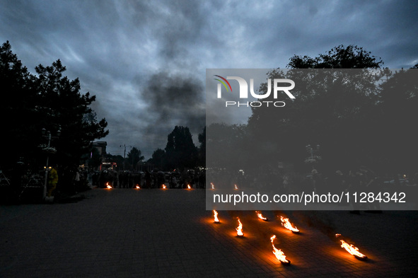 A fire show is being held on Maiakovskyi Square to raise funds for the purchase of FPV drones for the 3rd Separate Assault Brigade of the Ar...