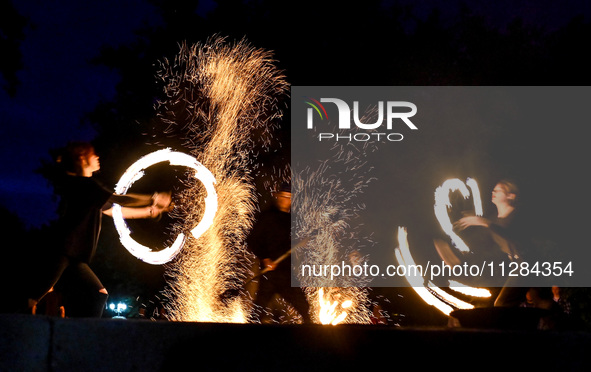 Fire artists are performing on Maiakovskyi Square to raise funds for the purchase of FPV drones for the 3rd Separate Assault Brigade of the...