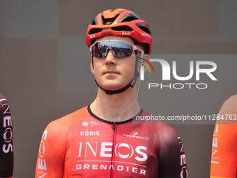 Magnus Sheffield of The United States and Team INEOS Grenadiers prior to the 107th Giro d'Italia 2024, Stage 12, a 193km stage from Martinsi...