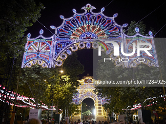 A general view of the Almanjayar Fairgrounds during the festivities of the Corpus Christi in Granada, Spain, on May 28, 2024. The Corpus Chr...