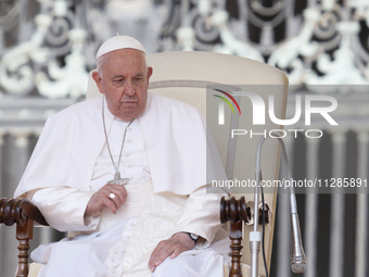 Pope Francis is leading his Wednesday general audience in St Peter's Square at the Vatican, on May 29, 2024. (