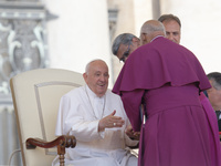 Pope Francis is leading his Wednesday general audience in St Peter's Square at the Vatican, on May 29, 2024. (