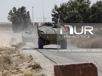 Mobility Of Tanks, Armored Personnel Carriers, Trucks And Military Jeeps Belonging To The Israeli Army Continues On The Border Line Near The...