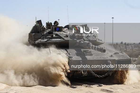 Mobility Of Tanks, Armored Personnel Carriers, Trucks And Military Jeeps Belonging To The Israeli Army Continues On The Border Line Near The...