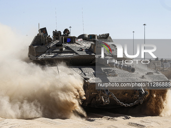 Mobility Of Tanks, Armored Personnel Carriers, Trucks And Military Jeeps Belonging To The Israeli Army Continues On The Border Line Near The...