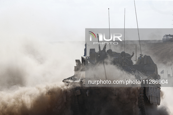 Mobility Of Tanks, Armored Personnel Carriers, Trucks And Military Jeeps Belonging To The Israeli Army Continues On The Border Line Near The...