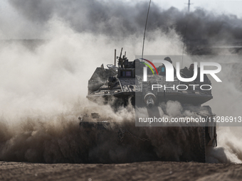 Mobility Of Tanks, Armored Personnel Carriers, Trucks And Military Jeeps Belonging To The Israeli Army Continues On The Border Line Near The...