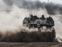 Mobility Of Tanks, Armored Personnel Carriers, Trucks And Military Jeeps Belonging To The Israeli Army Continues On The Border Line Near The...