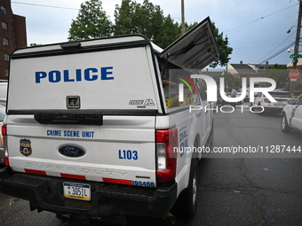 The Philadelphia Police Crime Scene Unit is investigating the crime scene. A 50-year-old male is dead after being shot multiple times in Phi...