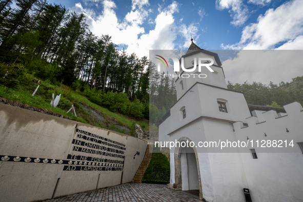 A general view of the Benedictine Abbey of Monte Maria (Marienberg Abbey) in Val Venosta valley, near Bolzano, Italy, on May 23, 2024. It ha...