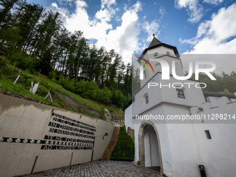 A general view of the Benedictine Abbey of Monte Maria (Marienberg Abbey) in Val Venosta valley, near Bolzano, Italy, on May 23, 2024. It ha...