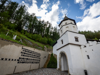 A general view of the Benedictine Abbey of Monte Maria (Marienberg Abbey) in Val Venosta valley, near Bolzano, Italy, on May 23, 2024. It ha...