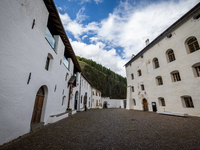 A general view of the Benedictine Abbey of Monte Maria (Marienberg Abbey) in Val Venosta valley, near Bolzano, Italy, on May 23, 2024. It ha...