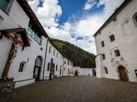 A general view of the Benedictine Abbey of Monte Maria (Marienberg Abbey) in Val Venosta valley, near Bolzano, Italy, on May 23, 2024. It ha...