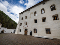 A general view of the Benedictine Abbey of Monte Maria (Marienberg Abbey) in Val Venosta valley, near Bolzano, Italy, on May 23, 2024. It ha...