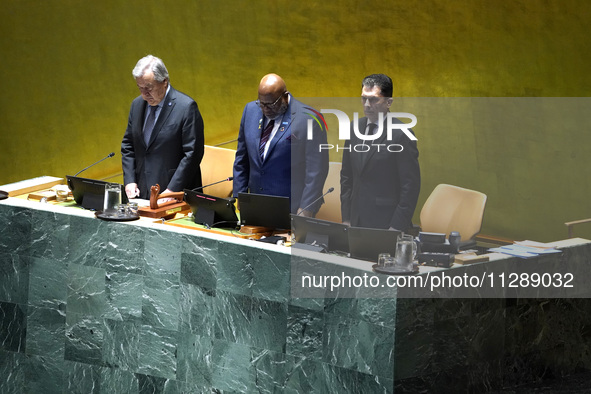 UN Secretary General Antonio Guterres and UN General Assembly President Dennis Francis offer a tribute to Seyyed Ebrahim Raisi the late Pres...