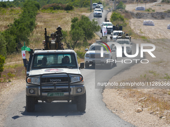 Military training exercises during the graduation ceremony of the Major General Mohammed Al-Faris course in Afrin countryside, northwest Syr...