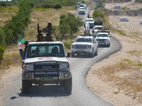 Military training exercises during the graduation ceremony of the Major General Mohammed Al-Faris course in Afrin countryside, northwest Syr...