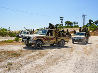 Military training exercises during the graduation ceremony of the Major General Mohammed Al-Faris course in Afrin countryside, northwest Syr...