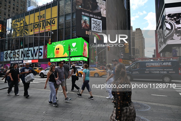 People are walking in Times Square where the machete stabbing is taking place. The New York City Police Department is saying that at approxi...