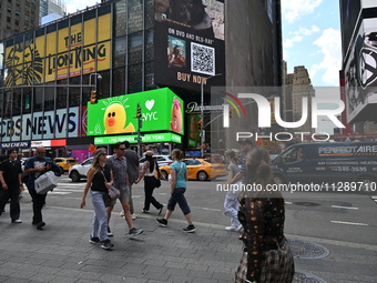 People are walking in Times Square where the machete stabbing is taking place. The New York City Police Department is saying that at approxi...