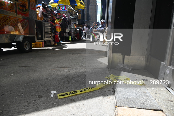 Crime scene tape is marking where the machete stabbing is taking place. The New York City Police Department is saying that at approximately...