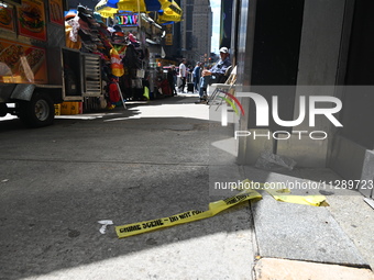 Crime scene tape is marking where the machete stabbing is taking place. The New York City Police Department is saying that at approximately...