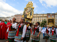 The Corpus Christi procession is walking through the city streets in Krakow, Poland, on May 30, 2024. The Solemnity of the Most Holy Body an...