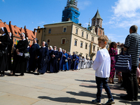 The Corpus Christi procession is walking through the city streets in Krakow, Poland, on May 30, 2024. The Solemnity of the Most Holy Body an...