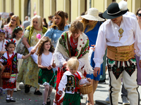 The Corpus Christi procession is walking through the city streets in Krakow, Poland, on May 30, 2024. The Solemnity of the Most Holy Body an...