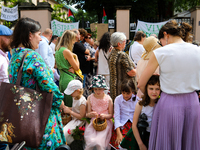 The Corpus Christi procession is walking through the city streets in Krakow, Poland, on May 30, 2024. The Solemnity of the Most Holy Body an...