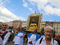 The Corpus Christi procession is walking through the city streets in Krakow, Poland, on May 30, 2024. The Solemnity of the Most Holy Body an...