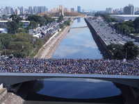 Faithful are participating in the 32nd March for Jesus promoted by the Renascer em Cristo Church in the Central region of Sao Paulo, on Thur...