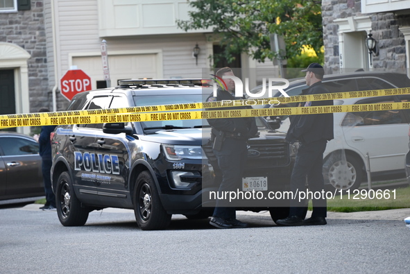 Police are investigating a murder-attempted suicide that is occurring at a home in Elkridge, Maryland, United States, on May 30, 2024. Frida...