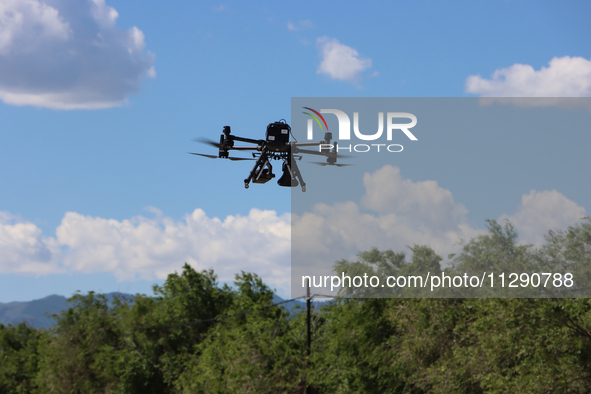 Border police officers are flying independently under the guidance of instructors in Altay, Xinjiang province, China, on May 31, 2024. 