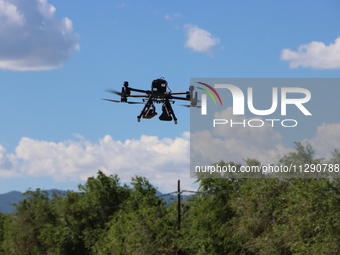 Border police officers are flying independently under the guidance of instructors in Altay, Xinjiang province, China, on May 31, 2024. (